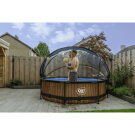 Piscine EXIT Wood ø300x76cm avec pompe filtrante et dôme - marron