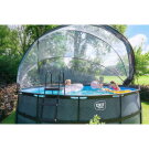 Piscine EXIT Stone ø488x122cm avec pompe filtrante à sable et dôme et pompe à chaleur - grise