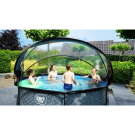 Piscine EXIT Stone ø300x76cm avec pompe filtrante et dôme - grise