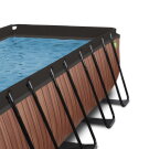 Piscine EXIT Wood 400x200x100cm avec pompe filtrante &agrave; sable et d&ocirc;me et pompe &agrave; chaleur - marron