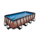 Piscine EXIT Wood 400x200x100cm avec pompe filtrante &agrave; sable - marron