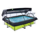 Piscine EXIT Lime 300x200x65cm avec pompe filtrante et d&ocirc;me et voile d'ombrage - vert
