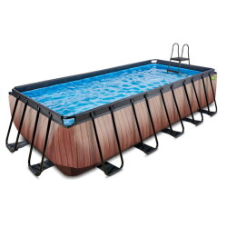 Piscine EXIT Wood 540x250x122cm avec pompe filtrante à sable - marron