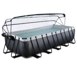 Piscine EXIT Black Leather 540x250x122cm avec pompe filtrante à sable et dôme et pompe à chaleur - noir
