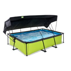 Piscine EXIT Lime 300x200x65cm avec pompe filtrante et voile d'ombrage - vert