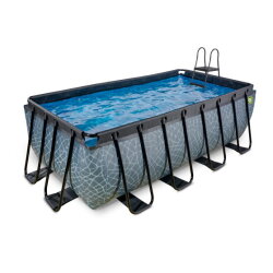 Piscine EXIT Stone 400x200x122cm avec pompe filtrante - grise