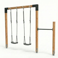 EXIT Linea 85 Balan&ccedil;oire double en bois avec barre fixe