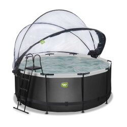 Piscine EXIT Black Leather &oslash;360x122cm avec pompe filtrante &agrave; sable et d&ocirc;me - noir