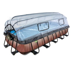 Piscine EXIT Wood 540x250x100cm avec pompe filtrante à sable et dôme - marron