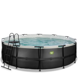 Piscine EXIT Black Leather ø488x122cm avec pompe filtrante à sable - noir