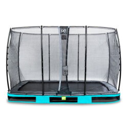 Trampoline enterré EXIT Elegant de 244x427cm avec filet de sécurité Economy - bleu