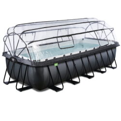 Piscine EXIT Black Leather 540x250x122cm avec pompe filtrante à sable et dôme - noir