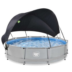 Piscine EXIT Soft Grey &oslash;360x76cm avec pompe filtrante et voile d'ombrage - gris