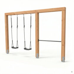 EXIT Linea Massiv 140 Balançoire double en bois avec barre fixe