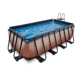 Piscine EXIT Wood 400x200x122cm avec pompe filtrante - marron