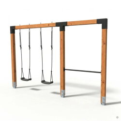 EXIT Linea Robust 110 Balançoire double en bois avec barre fixe