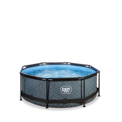 Piscine EXIT Stone ø244x76cm avec pompe filtrante - grise