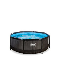 Piscine EXIT Black Wood ø244x76cm avec pompe filtrante - noir