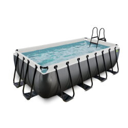 Piscine EXIT Black Leather 400x200x100cm avec pompe filtrante - noir