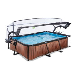 Piscine EXIT Wood 300x200x65cm avec pompe filtrante et d&ocirc;me - marron