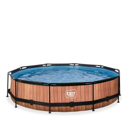 Piscine EXIT Wood &oslash;360x76cm avec pompe filtrante - marron