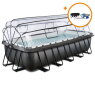 Piscine EXIT Black Leather 540x250x122cm avec pompe filtrante à sable et dôme et kit d'accessoires - noir