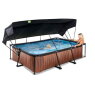 Piscine EXIT Wood 300x200x65cm avec pompe filtrante et voile d'ombrage - marron