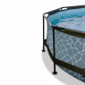 Piscine EXIT Stone ø244x76cm avec pompe filtrante et dôme et voile d'ombrage - grise