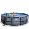 Piscine EXIT Stone ø488x122cm avec pompe filtrante à sable - grise