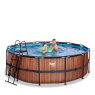 Piscine EXIT Wood ø427x122cm avec pompe filtrante à sable - marron