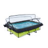 Piscine EXIT Lime 220x150x65cm avec pompe filtrante et dôme et voile d'ombrage - vert