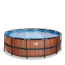 Piscine EXIT Wood ø427x122cm avec pompe filtrante à sable - marron