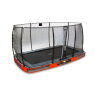 Trampoline enterré EXIT Elegant de 244x427cm avec filet de sécurité Economy - rouge