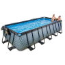 Piscine EXIT Stone 540x250x122cm avec pompe filtrante à sable et dôme et pompe à chaleur - grise