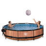 Piscine EXIT Wood ø360x76cm avec pompe filtrante et dôme et voile d'ombrage - marron