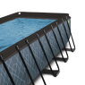 Piscine EXIT Stone 540x250x122cm avec pompe filtrante à sable et dôme et pompe à chaleur - grise