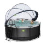 Piscine EXIT Black Leather ø360x122cm avec pompe filtrante à sable et dôme et pompe à chaleur - noir