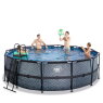 Piscine EXIT Stone ø450x122cm avec pompe filtrante - grise