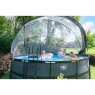 Piscine EXIT Wood ø488x122cm avec pompe filtrante à sable et dôme et pompe à chaleur - marron