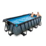 Piscine EXIT Stone 400x200x100cm avec pompe filtrante à sable et dôme et pompe à chaleur - grise