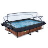 Piscine EXIT Wood 300x200x65cm avec pompe filtrante et dôme et voile d'ombrage - marron