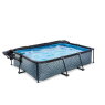 Piscine EXIT Stone 300x200x65cm avec pompe filtrante et dôme et voile d'ombrage - grise