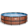 Piscine EXIT Wood ø488x122cm avec pompe filtrante à sable - marron