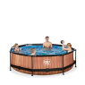 Piscine EXIT Wood ø300x76cm avec pompe filtrante - marron