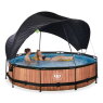 Piscine EXIT Wood ø360x76cm avec pompe filtrante et voile d'ombrage - marron