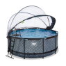 Piscine EXIT Stone ø360x122cm avec pompe filtrante à sable et dôme - grise