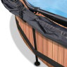 Piscine EXIT Wood ø300x76cm avec pompe filtrante et voile d'ombrage - marron